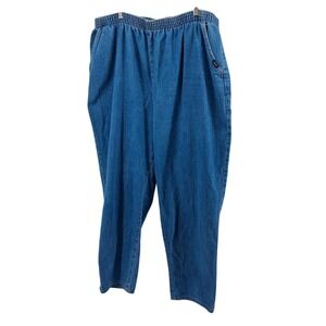 Vtg Chic Women's Denim Elastic Waist Pull On Pants‎ Jeans Sz 24W 90s Rigid Denim